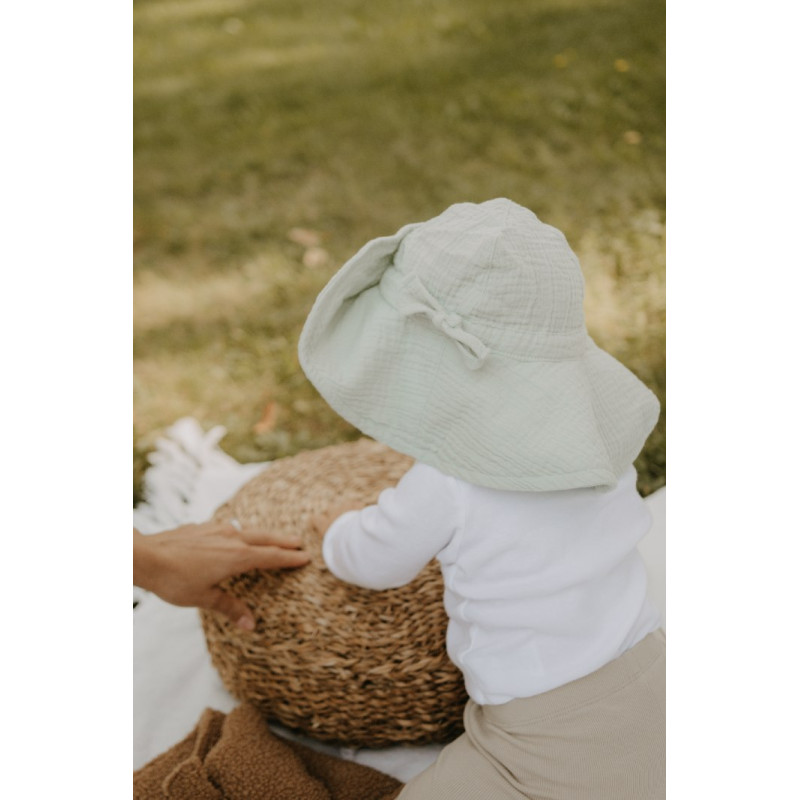 T-TOMI BIO Mušelínový klobouček Mint (6-12 měsíců)