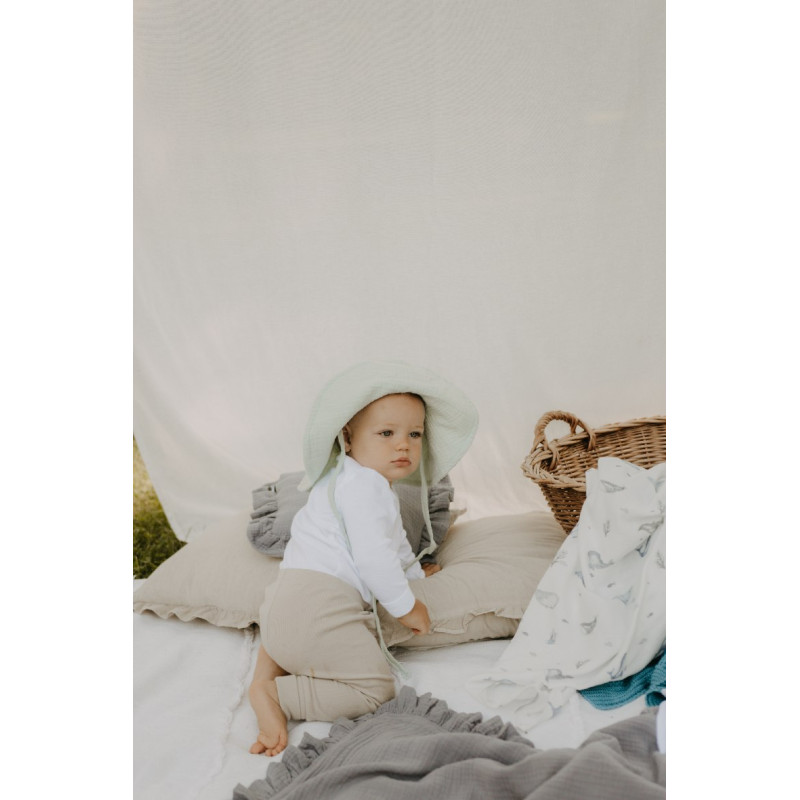 T-TOMI BIO Mušelínový klobouček Mint (6-12 měsíců)