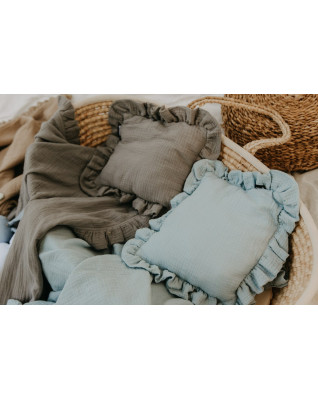 T-TOMI BIO Mušelínový polštářek s volánkem Grey